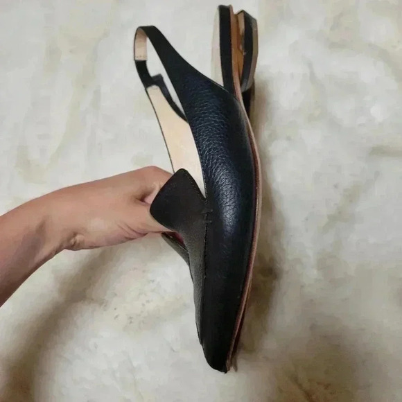 Nicholas Kirkwood Beya Pointed Toe Slingback Pumps Black Leather Flats 3… - Picture 4 of 9